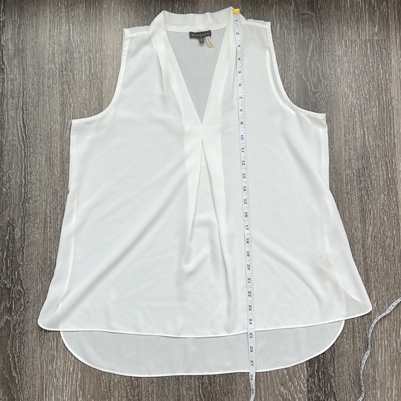 Vince Camuto Sheer White V Neck Blouse Flowy Small - Picture 7 of 8
